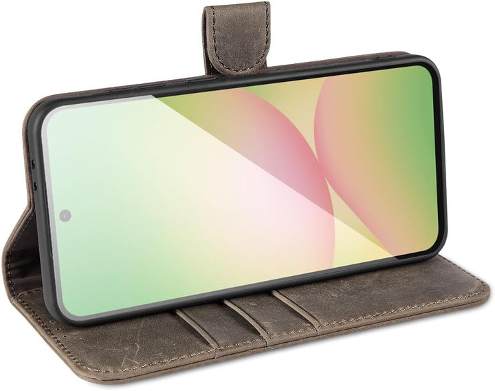 LENSUN Lederhülle für Samsung Galaxy A56, Echtleder Hülle [Echtes Leder][RFID-Schutz Kartenfach][Bri