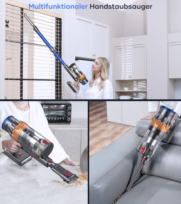 MIBODE Akku Staubsauger, 45000Pa/550W/70Mins Staubsauger Kabellos mit Smart Display, Staubsauger mit