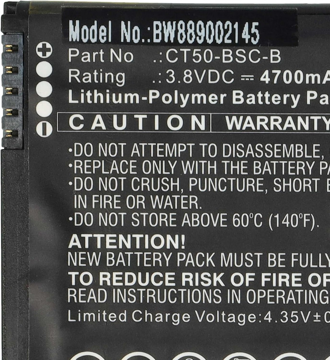 vhbw Akku Ersatz für Honeywell CT50-BSC-B, 318-055-018 für Mobilcomputer PDA Scanner (4700 mAh, 3,8