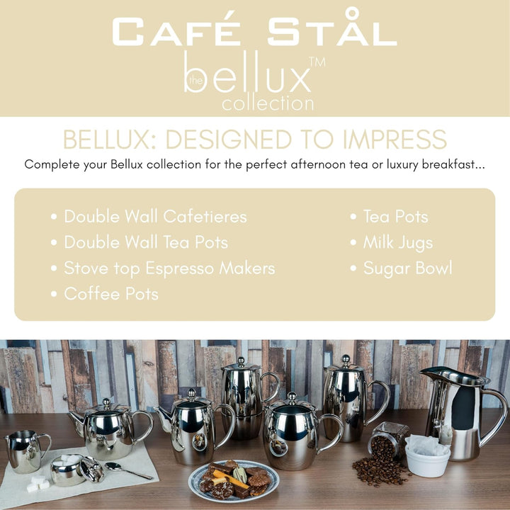 Café Stål BEC-06M Bellux Espresso Kaffeekocher aus 18/10 Edelstahl – 6 Mokkatassen, 280 ML 280ML, 28