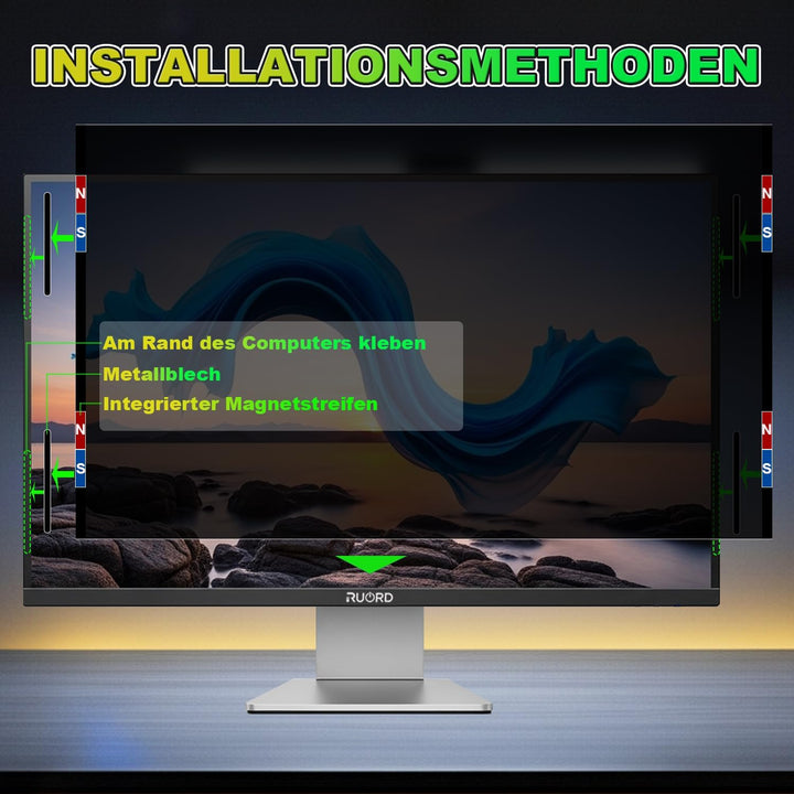 Magnetischer Sichtschutzfolie für 27 Zoll 16:9 Monitor | Blaulichtfilter &amp; Blendschutz, Abnehmbar Bl
