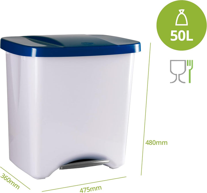 Denox Ecosystem Abfalleimer, 50 l Zentimeter Azul y gris claro Blau, Blau