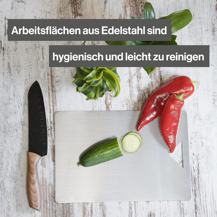 Edelstahl Schneidebrett - Für Fleisch, Fisch & Gemüse - Hygienisches Schneidbrett Metall - Stahl Bre