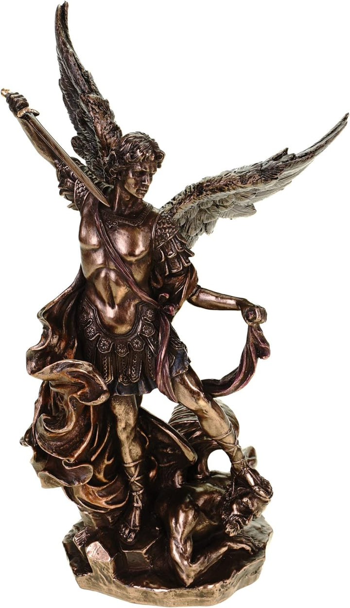 Veronese Figur Erzengel Michael bekämpft das Böse Figur bronziert Skulptur