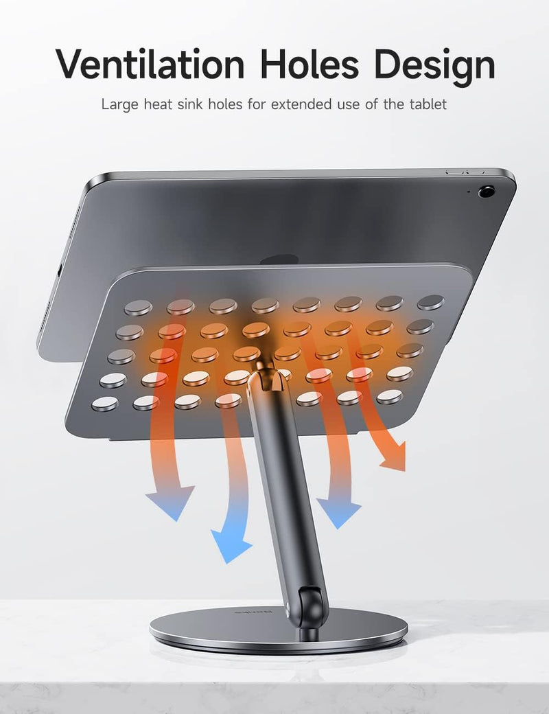 BENKS Tablet Ständer Verstellbar mit 360° Drehbarer Basis, Aluminium Tablet Halterung für iPad Pro A