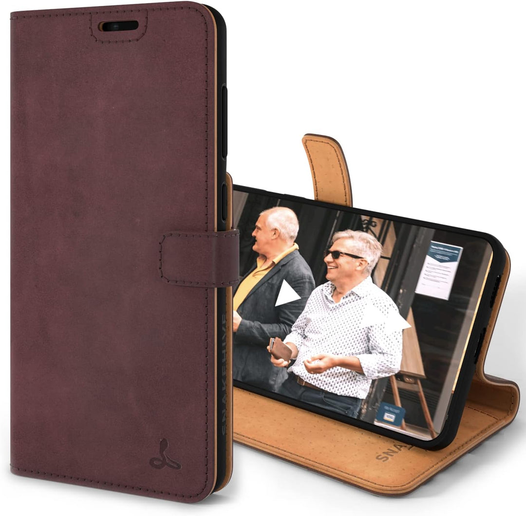 Snakehive Galaxy S21 FE 5G Hülle Leder | Stylische Handyhülle mit Kartenhalter & Standfuss | Handyhü