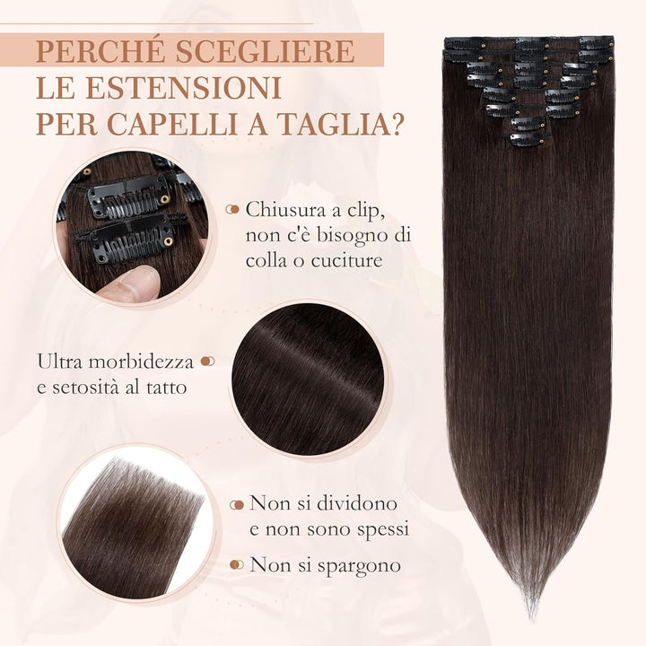 Extensions Echthaar Clip In Haarverlängerungen 100% Remy Echthaar Dünn 8 Tressen 18 Clips Glatt 35cm