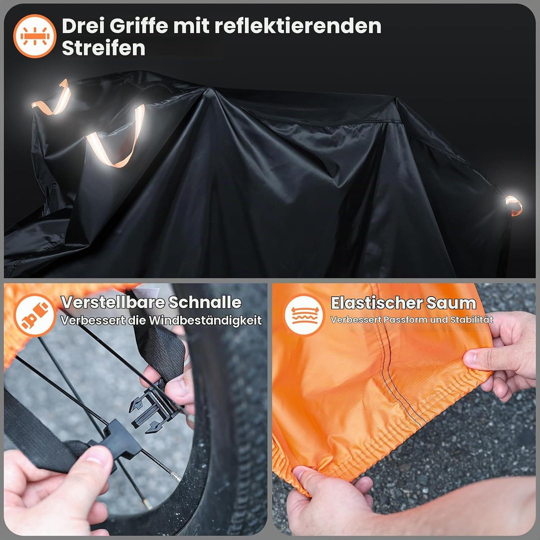 Fahrradabdeckung Wasserdichte &amp; Reissfeste Fahrradschutzhülle mit Schlosslöchern – inkl. Aufbewahrun