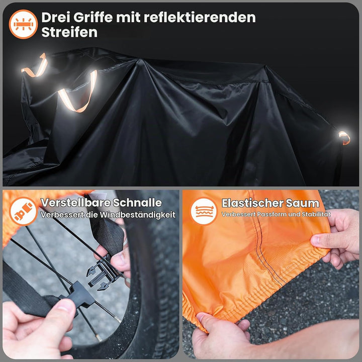 Fahrradabdeckung Wasserdichte &amp; Reissfeste Fahrradschutzhülle mit Schlosslöchern – inkl. Aufbewahrun