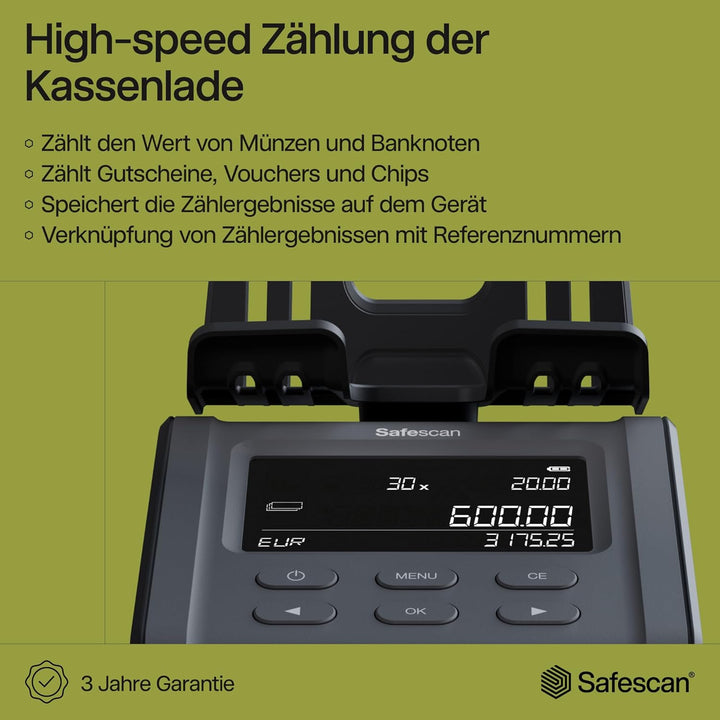 Safescan 6165 Geldzählmaschine, Wertzählung für Münzen und Banknoten, Vouchers und Chips - Münzzähle