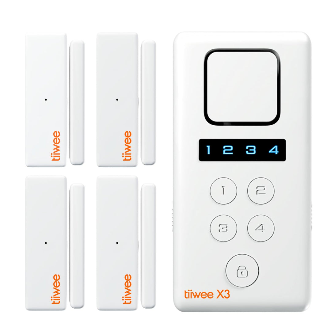 tiiwee X3 Alarmanlage für das Haus - Komplette Alarmanlage mit X3-Sirene, 4 Fenster- &amp; Tür Sensoren