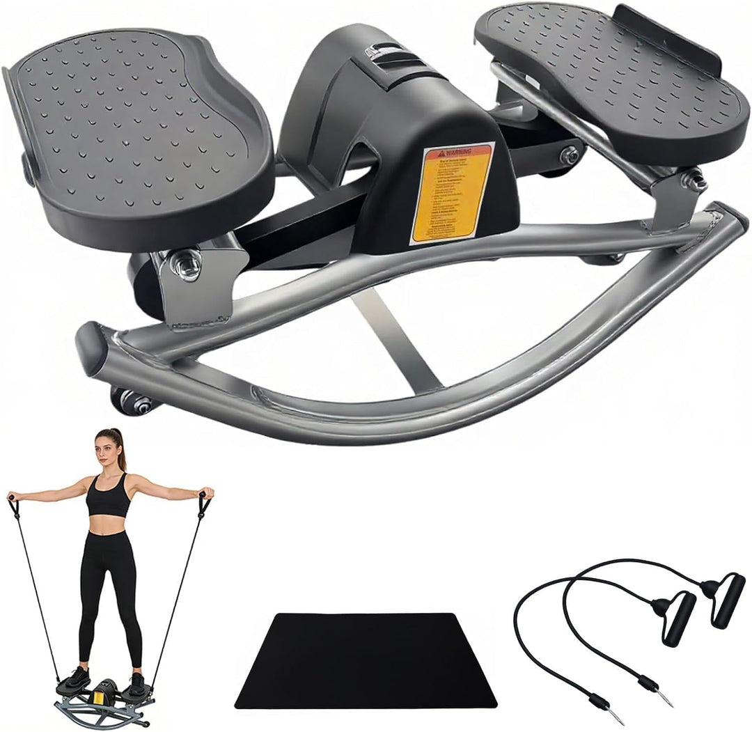 Lateral Rocking Fitness Stepper, Side-to-Side Rock Stepper mit Digitalem Monitor und Widerstandsbänd