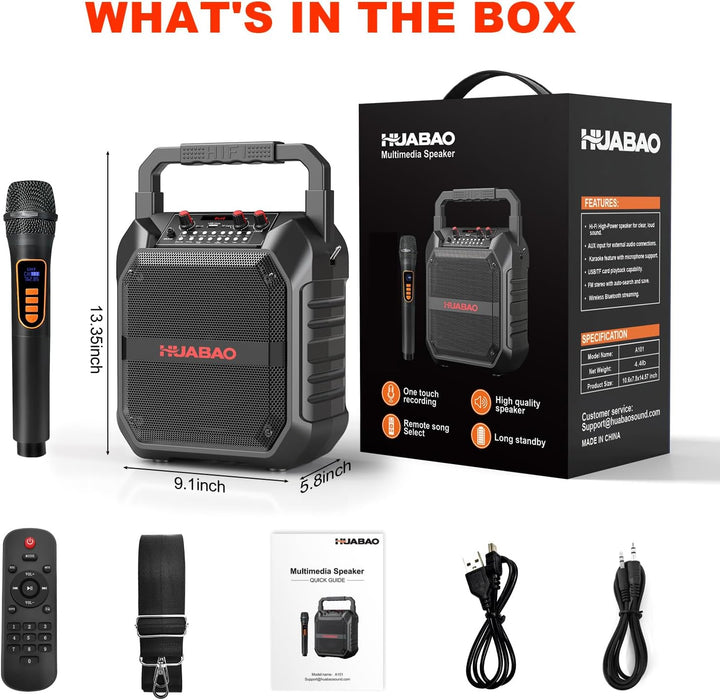 Karaoke-Maschine, tragbarer Bluetooth-Lautsprecher mit drahtlosem Mikrofon für Erwachsene & Kinder,