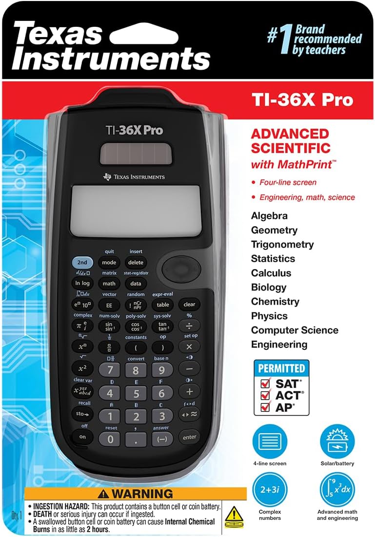 Texas Instruments TI-36X PRO Schulrechner (4-zeilig), nur mit französischer Anleitung und Sprache, 3