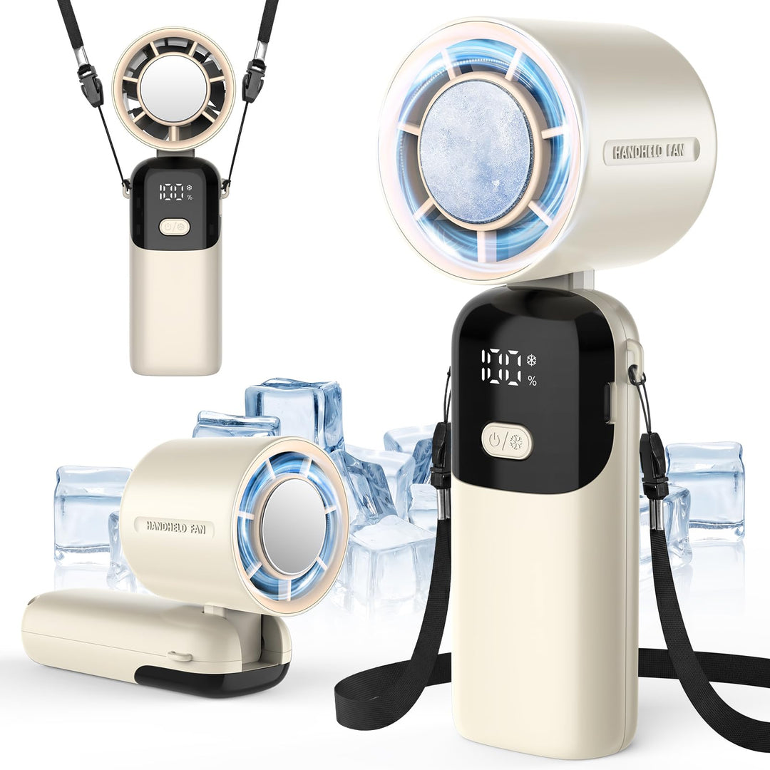 Timiyou Tragbarer Handventilator mit 100 Windstufen &amp; Eiskühlung | 3-in-1 Turbo 9m/s, 3600mAh Akku 1