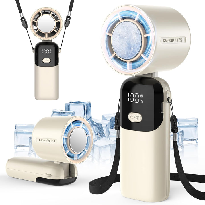 Timiyou Tragbarer Handventilator mit 100 Windstufen &amp; Eiskühlung | 3-in-1 Turbo 9m/s, 3600mAh Akku 1