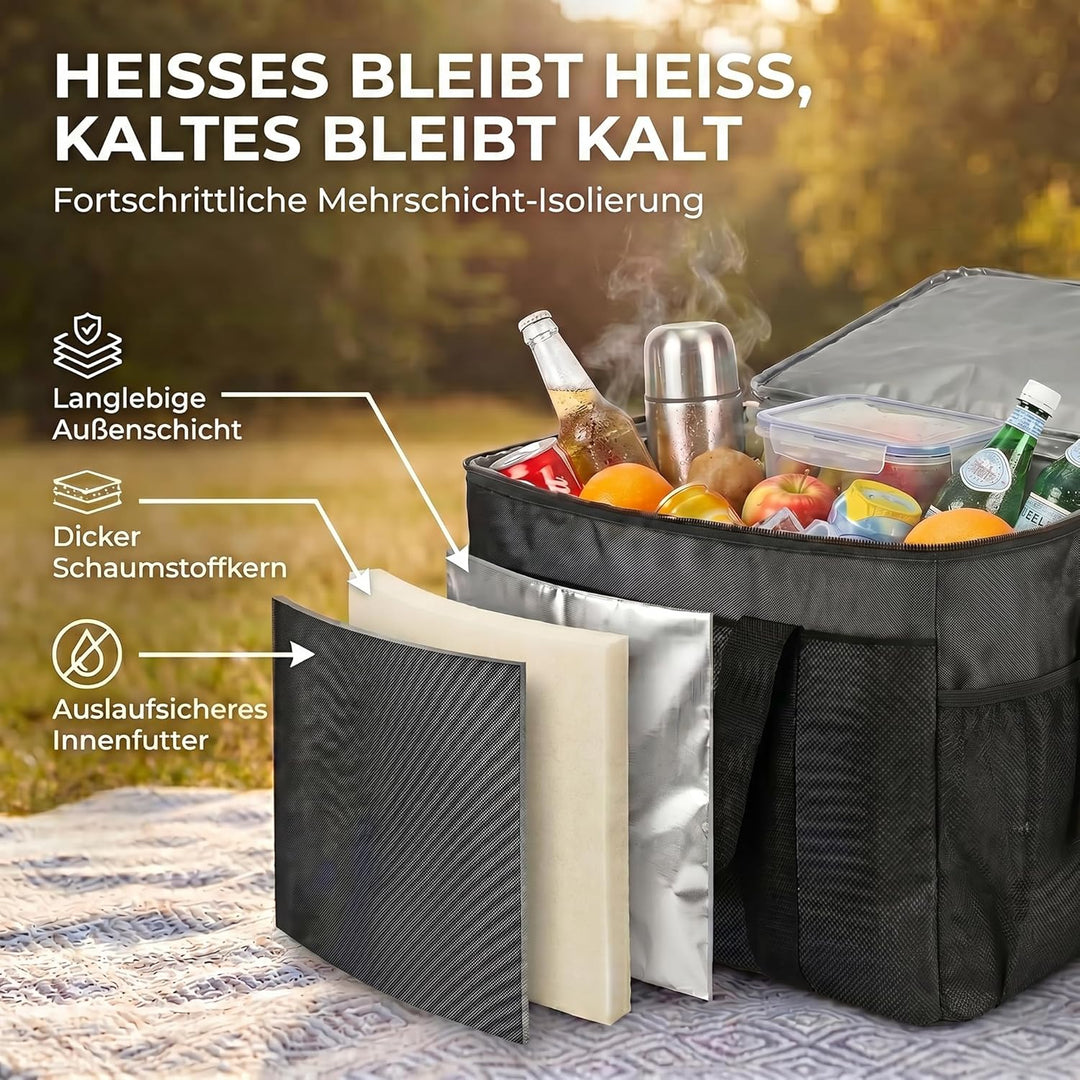 XXL Kühltasche iolierte Getränke & Snack-Tasche Isotasche Picknick-Tasche für Camping Reisen Urlaub