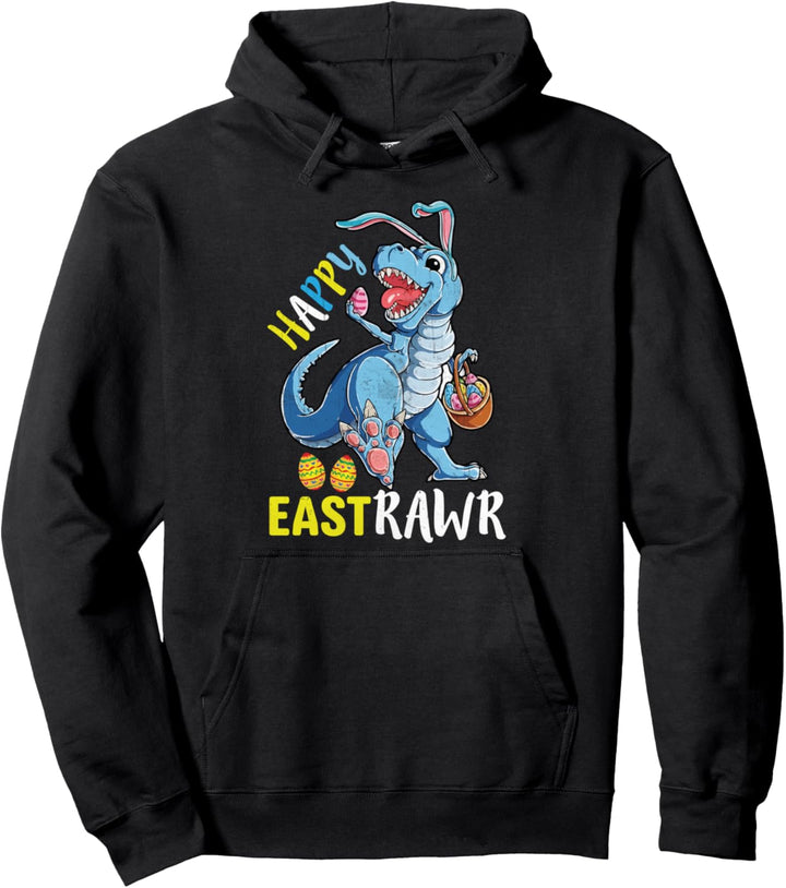 Happy Eastrawr T Rex Dinosaur Easter Bunny Egg Dino T-Rex Pullover Hoodie