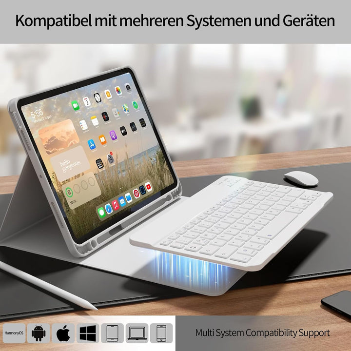 Hülle mit Tastatur für iPad Air 11 Zoll M4/M3/M2 (2026/2025/2024), iPad Air 5 4 2022/2020 10,9 Zoll,