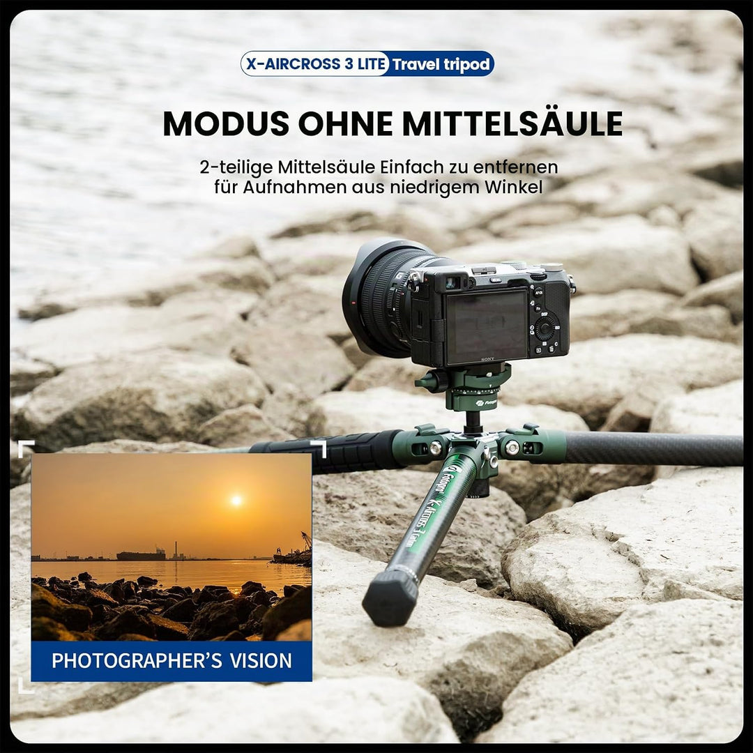 Fotopro Kohlefaser-Stativ 130 cm 360 Grad Kugelkopf, Schnellwechselplatte, leichtes Kamerastativ für