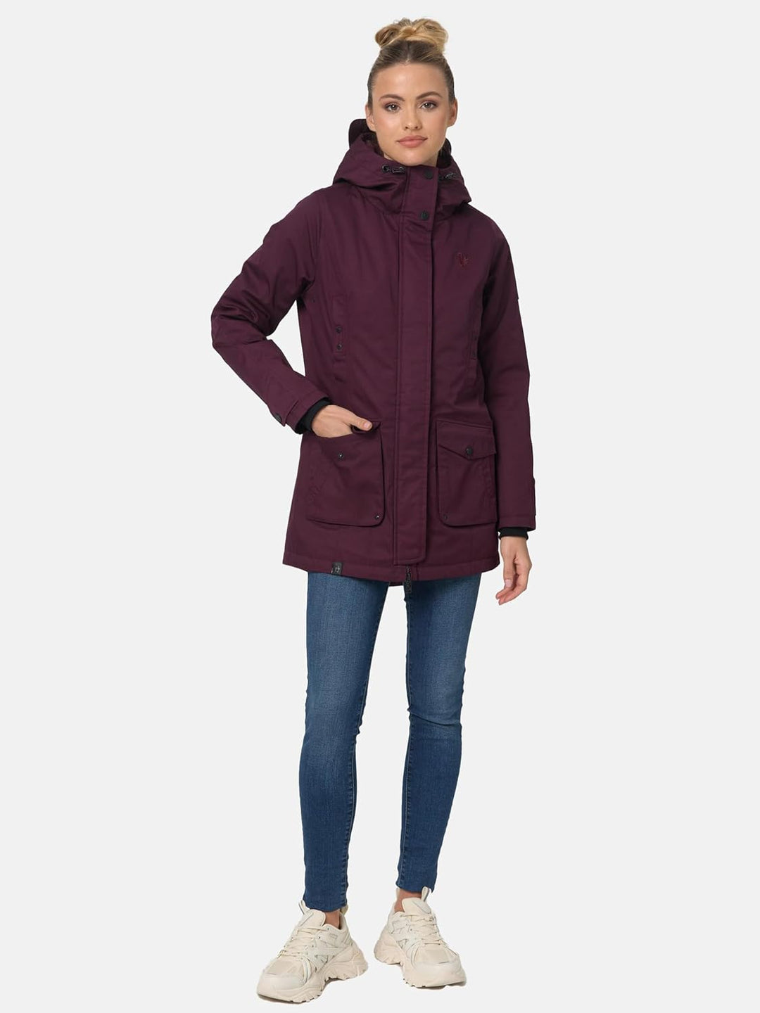 Navahoo Damen Übergangsjacke Warmer Kurzmantel Regenjacke wasserdicht mit Kapuze Brinjaa XS-XXL XS W