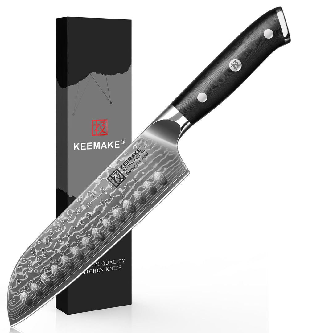 KEEMAKE Santoku Messer Kochmesser Küchenmesser - 7 Zoll Küchenmesser 17,8cm Santokumesser Allzweckme