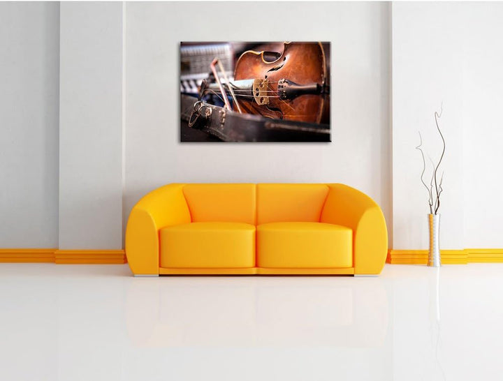 Pixxprint Alte Violine, Format: 100x70 auf Leinwand, XXL riesige Bilder fertig gerahmt mit Keilrahme