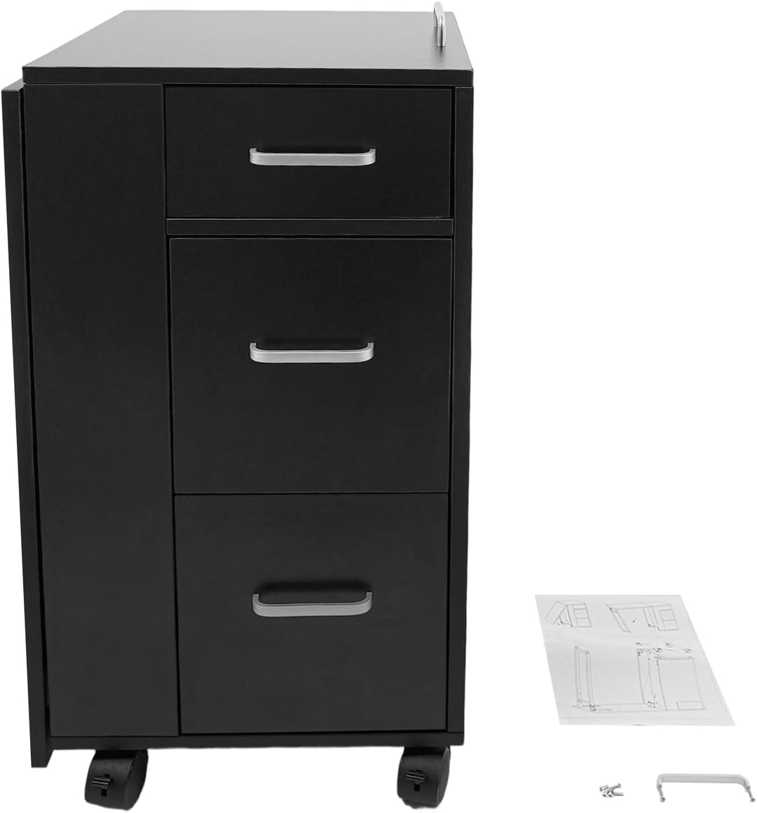 C-Juzarl Faltbar Mobile Rolling Maniküre Tisch mit 3 Schubladen, Make-up-Koffer, Kosmetikkoffer, Wer