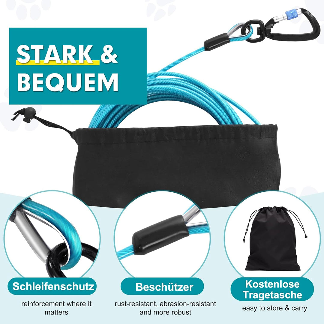 Snagle Paw Hochbelastbar Hofleine für grosse Hunde für den Garten 15m Reissfestigkeit 1000 Pfund, Dr