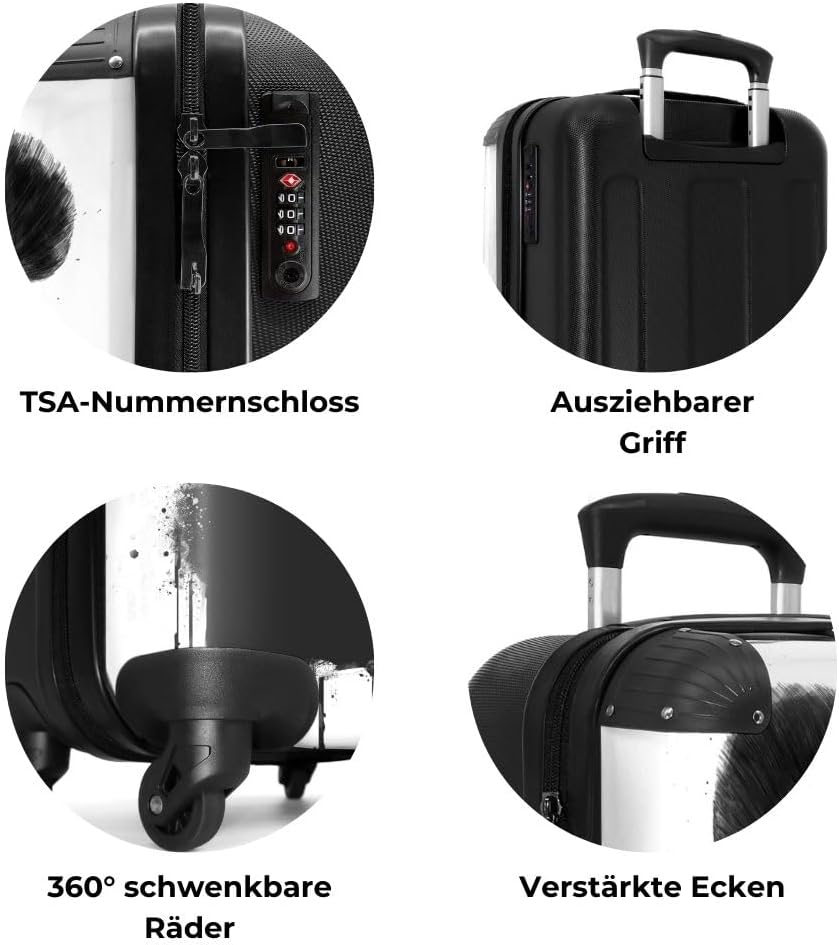 NoBoringSuitcases.com® Koffer Handgepäck Trolley Rollkoffer Kleine Reisekoffer mit 4 Rollen - Panda