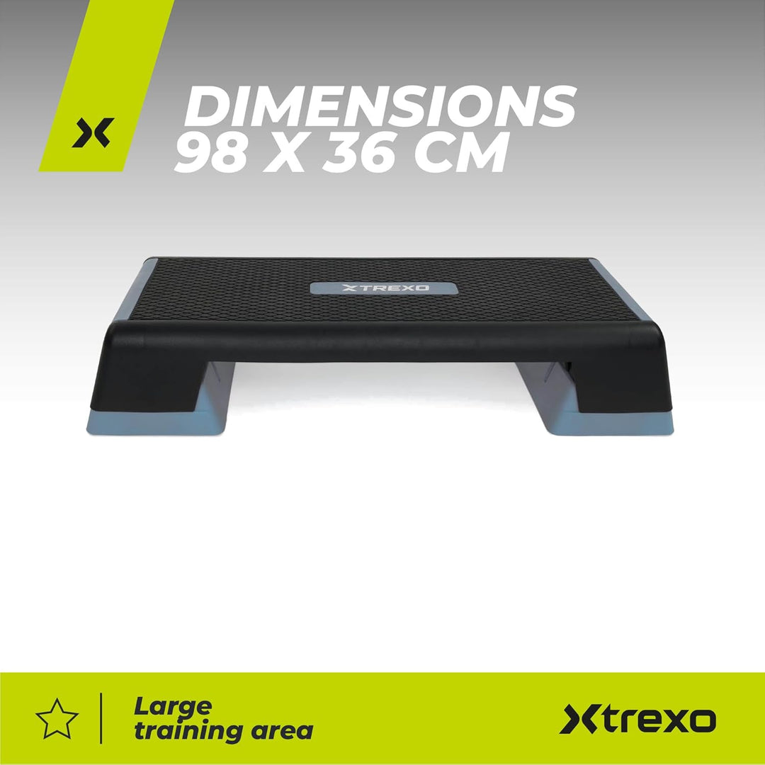 TREXO Aerobic Step 98 x 38 cm Für Cardio- und Fitnesstraining Höhenverstellbar 15-20-25 cm Langlebig