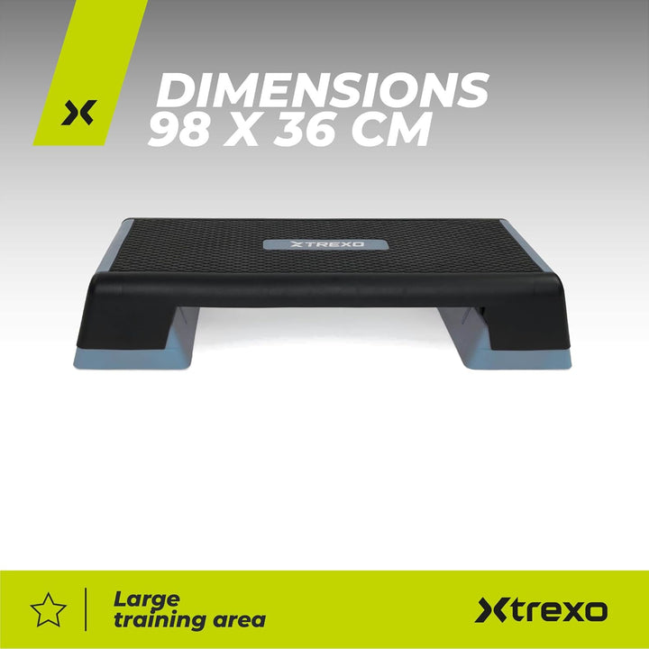 TREXO Aerobic Step 98 x 38 cm Für Cardio- und Fitnesstraining Höhenverstellbar 15-20-25 cm Langlebig