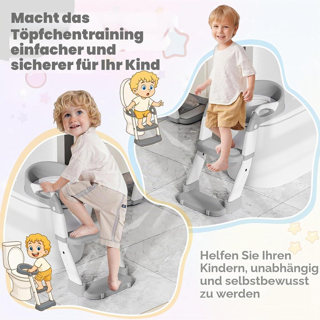Toilettensitz Kinder, 3 IN 1 Toilettensitz Kinder mit Treppe für Jungen Mädchen, Upgraded 3-in-1 Bab