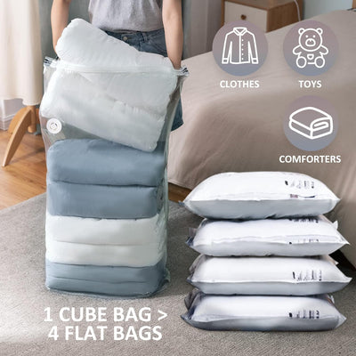 TAILI Würfel Vakuumbeutel für Kleidung, Jumbo 4 Pack (80x100x38 cm), Extra grosse vakuumbeutel für B