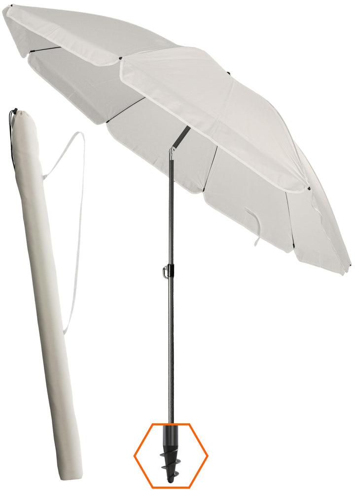 4smile Sonnenschirm Strand Ø 180 cm mit Hüll, Beige - UPF 50+ Strandschirm SunnyJoy, Strandschirm wi