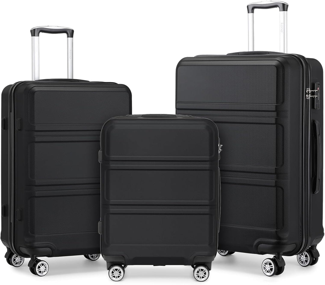 KONO Kofferset 3 Teilig Hartschalenkoffer von ABS Trolley Handgepäck Koffer Gepäck-sets M-L-XL Reise