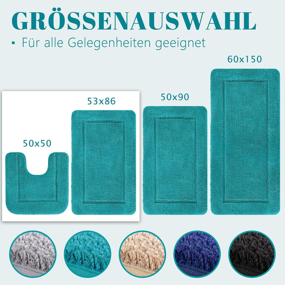 SOANNY Badematte 60x150 cm, Einzelstück, Hochflor Mikrofaser, rutschfest & Waschbar, Saugfähig Gross