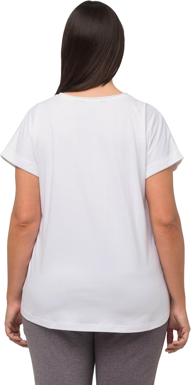 Ulla Popken Damen Loungewear, Oversized, Love Stickerei, Rundhals, Halbarm T-Shirt 50-52 Grosse Grös