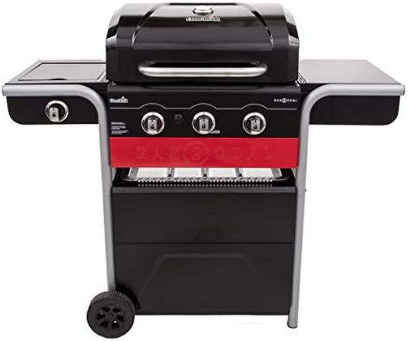 Char-Broil 140 721 Gas2Coal 330 Hybrid Grill - 3 - Brenner Gas & Kohlegrill mit Seitenbrenner, Schwa