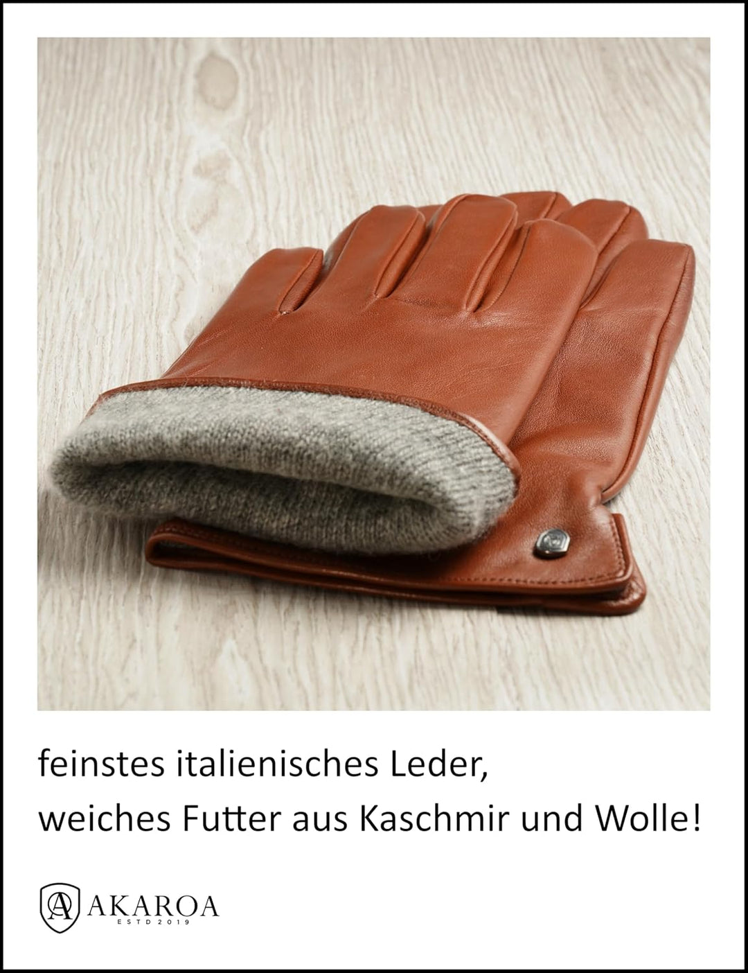 AKAROA ESTD 2019 Lederhandschuhe Herren TIM, Touchscreen Funktion, italienisches Leder, recyceltes S