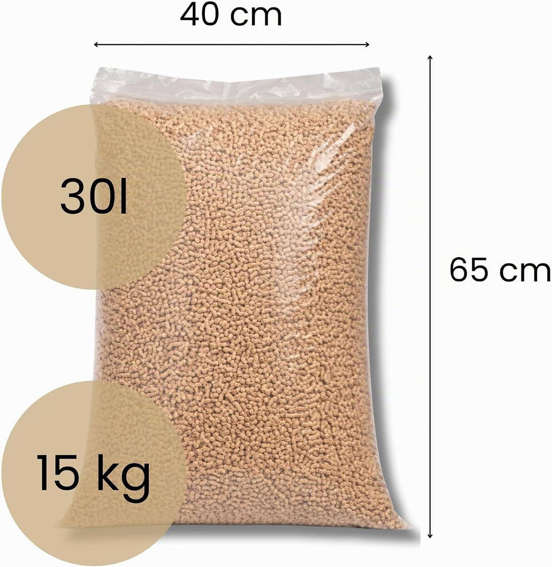 15 kg Katzenstreu 100% Pflanzliche Holzpellets Kiefer Pelletstreu Staubfrei Geruchsbindung Hohe Saug