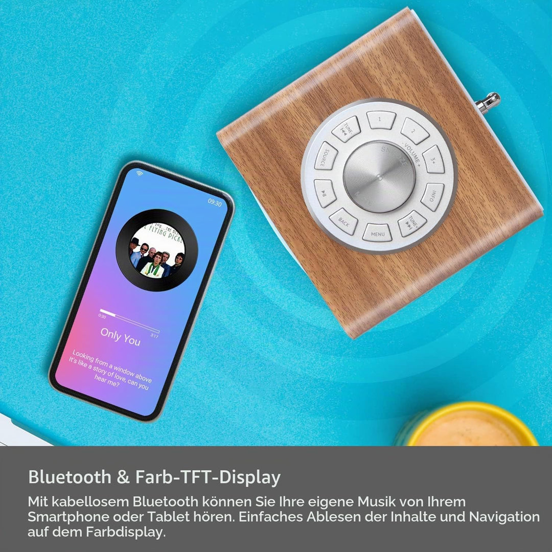 LEMEGA CR4 DAB/DAB+ und UKW Digitalradio,Bluetooth Lautsprecher, DAB Radio,Doppelwecker,Küchen/Schla