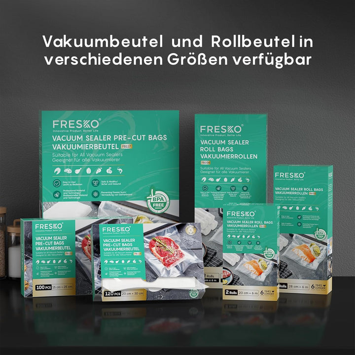 FRESKO Automatische Vakuumiergerät, Absaugleistung 18 L/Min, Einhand-Bedienung Vakuumierer, Trocken/