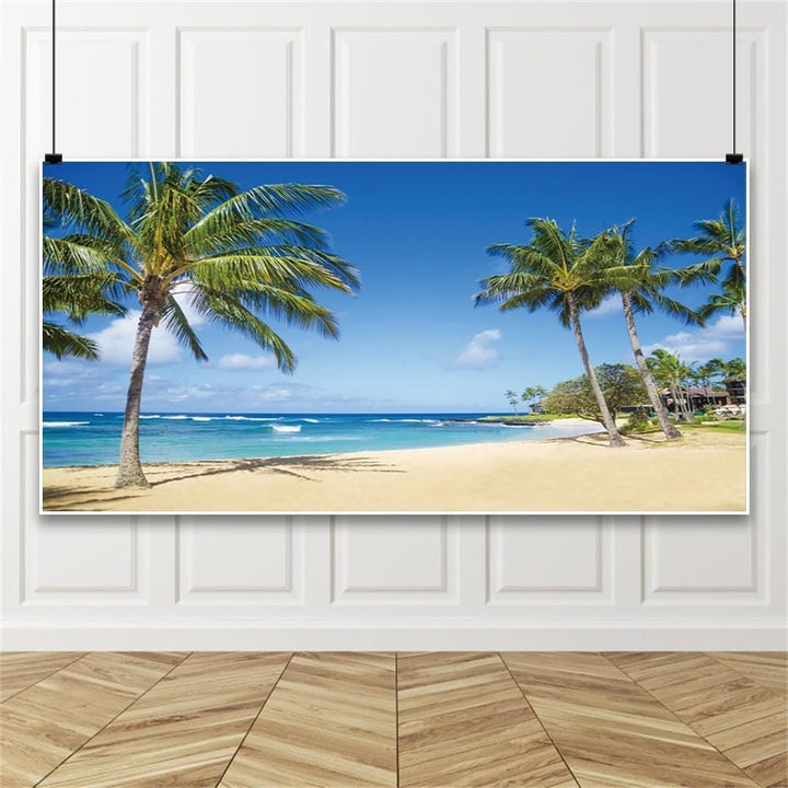 Renaiss 4.5x2.5m Sommer Strand Hintergrund Tropischer Ozean Sandstrand Palmen Fotografie Hintergrund