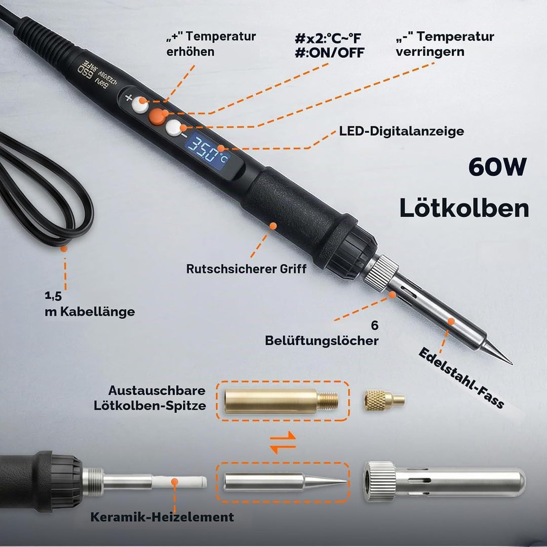 Vertikale Wärmepresse, Werkzeug (Einsteckhöhe 210 mm) mit Heatset-Spitzen, M2-M8, fügen Sie metrisch