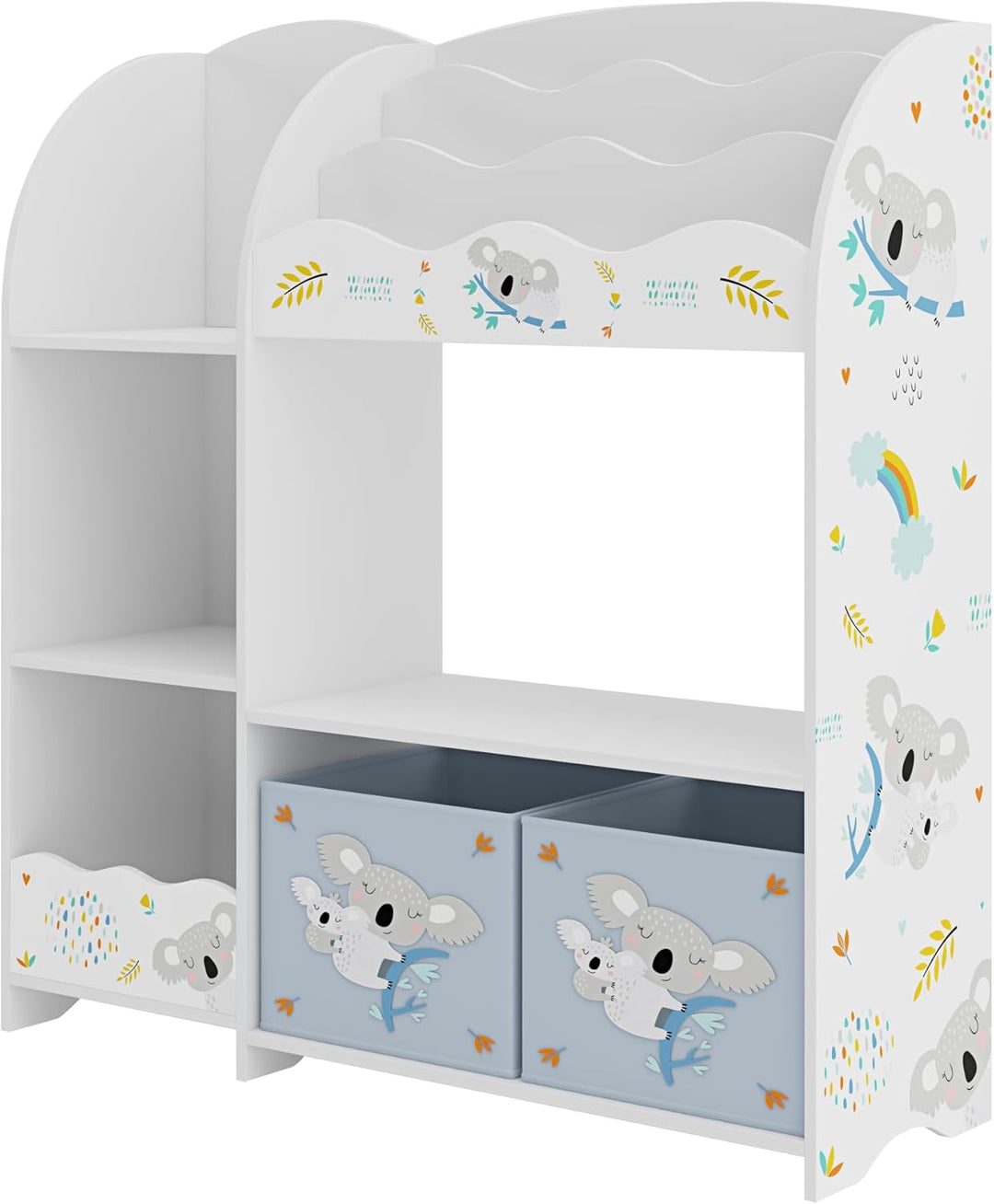 [en.casa] Kinderregal Lysekil Bücherregal für Kinder mit 2 Aufbewahrungsboxen Spielzeugregal 100 x 9