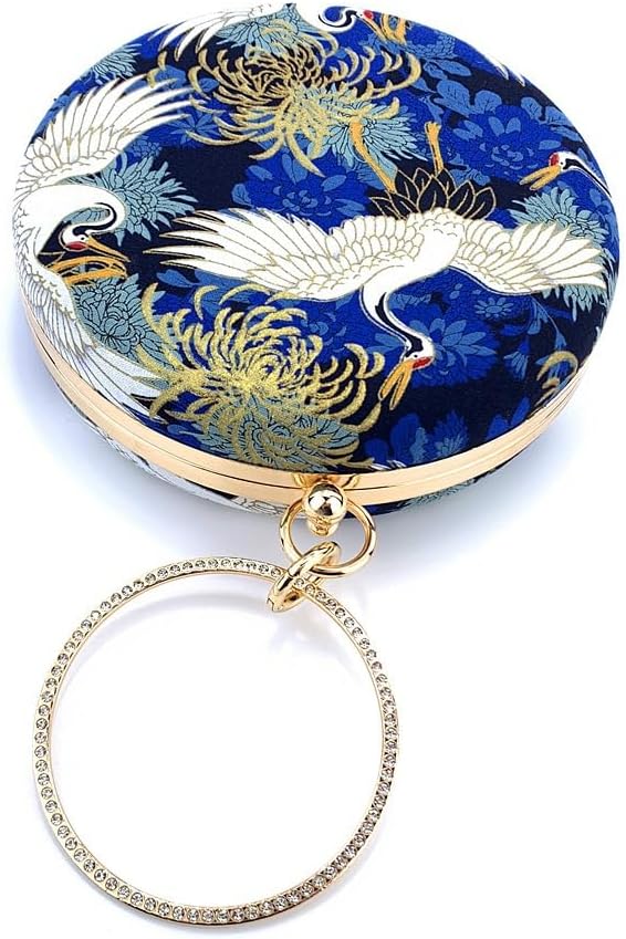Damen Abend-Clutch, Designer-Abendhandtasche, Party-Clutch-Geldbörse Blue-big Round, Blue-big Round