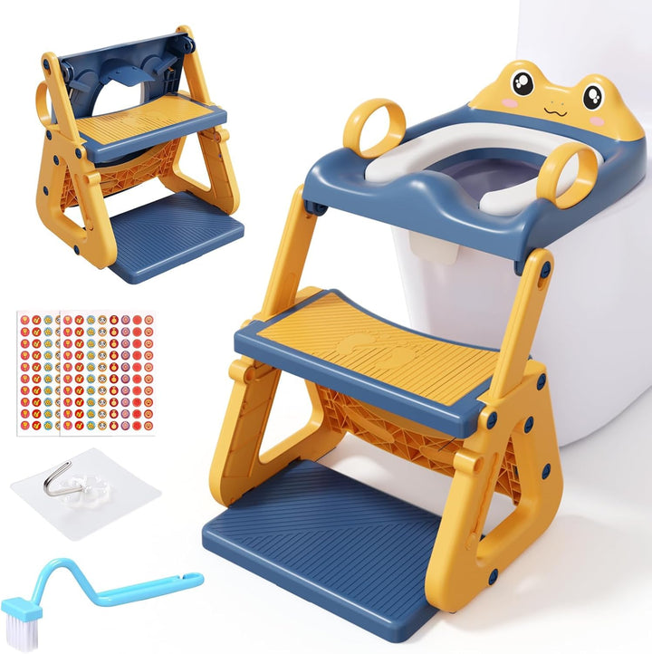 Toilettensitz Kinder mit Treppe,Stabil Kinder Toilettensitz mit Dreiecksstruktur,3 in 1 Toilettentra