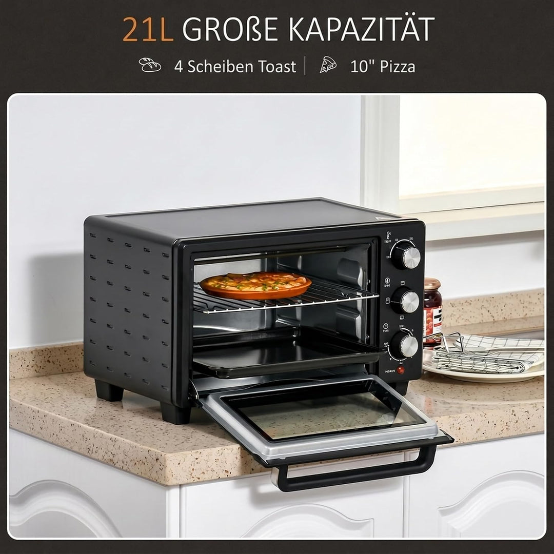 HOMCOM Minibackofen 21L mit 1 Drahtgestell und 1 Backblech 3 Kochmodi 100 °C-230 °C einstellbare Tem