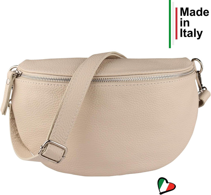 MIRROSI® Bauchtasche Damen, Echtleder, Made in Italy, Umhängetasche, Brusttasche, Crossbody Bag (1 T